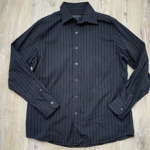 INC International Concepts Black Button Down Shirt Sz Large